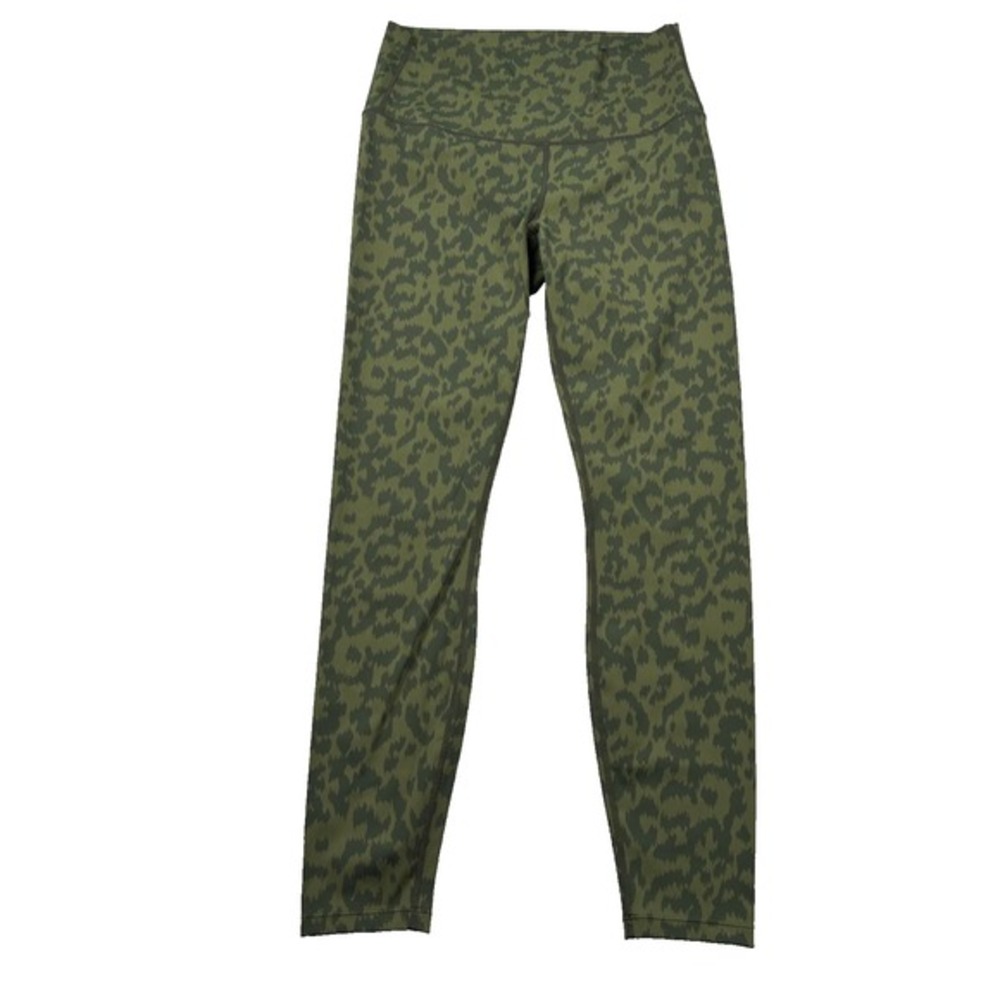 Varley Leggings Womens M Animal Print Olive Green Crop Stretch Yoga High Rise
